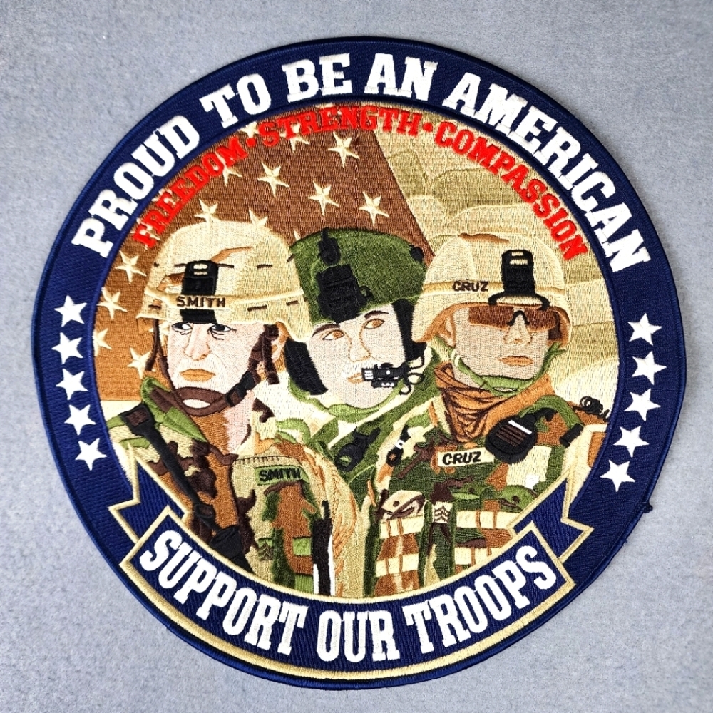 Support Our Troops Patch 12x12 Military Design Freedom Strength Compassion